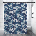 Blue And White Camouflage Print Premium Shower Curtain