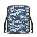 Blue And White Camouflage Print Rectangular Crossbody Bag