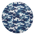 Blue And White Camouflage Print Round Blanket
