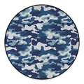 Blue And White Camouflage Print Round Floor Mat