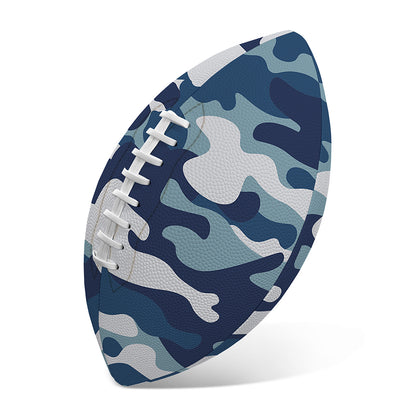 Blue And White Camouflage Print Rugby Ball