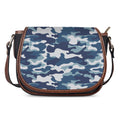 Blue And White Camouflage Print Saddle Bag