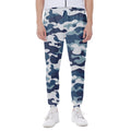 Blue And White Camouflage Print Joggers