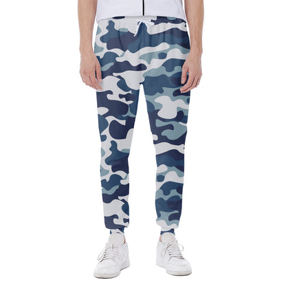 Blue And White Camouflage Print Scuba Joggers