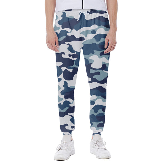 Blue And White Camouflage Print Scuba Joggers