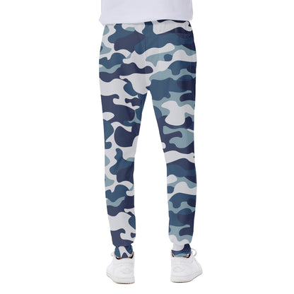 Blue And White Camouflage Print Scuba Joggers