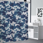 Blue And White Camouflage Print Shower Curtain