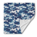 Blue And White Camouflage Print Silk Bandana
