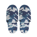 Blue And White Camouflage Print Slippers