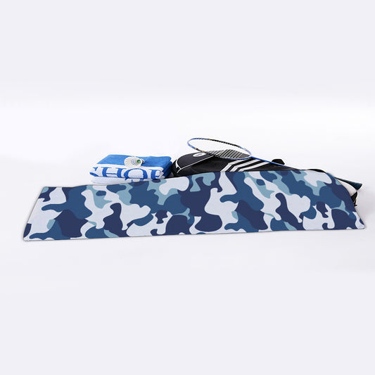 Blue And White Camouflage Print Sports Towel