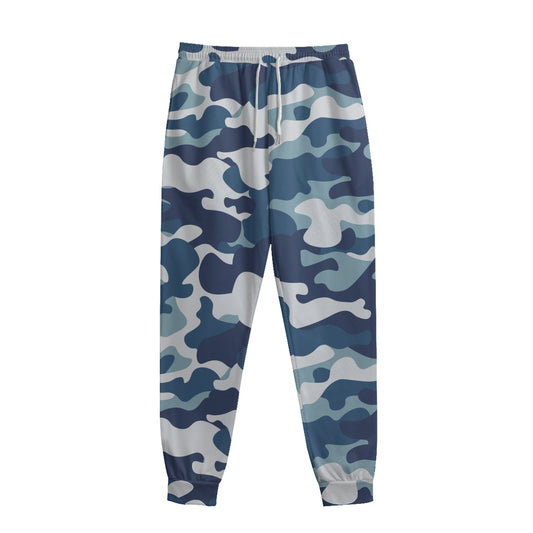 Blue And White Camouflage Print Sweatpants