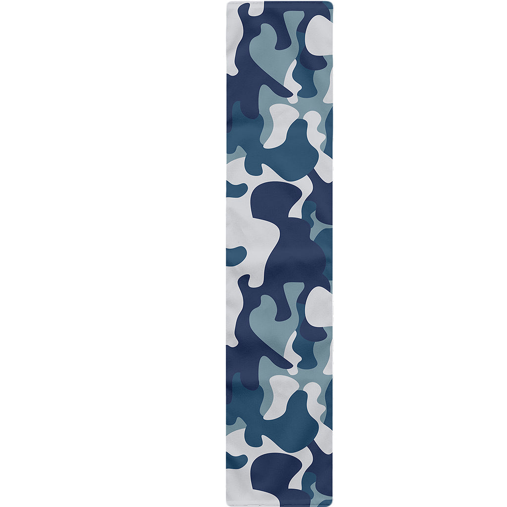 Blue And White Camouflage Print Table Runner
