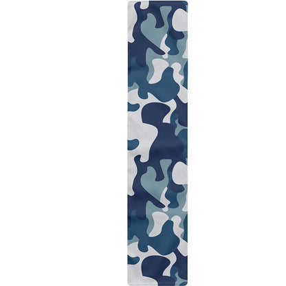 Blue And White Camouflage Print Table Runner