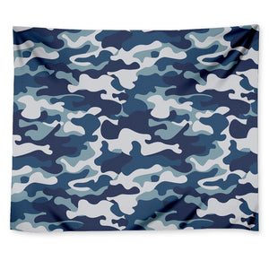 Blue And White Camouflage Print Tapestry