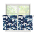 Blue And White Camouflage Print Tier Curtains