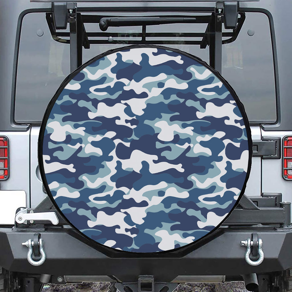 Blue And White Camouflage Print Tire Cover
