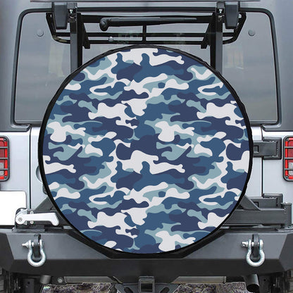 Blue And White Camouflage Print Tire Cover