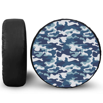 Blue And White Camouflage Print Tire Cover