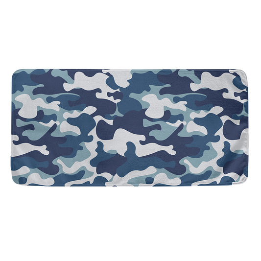 Blue And White Camouflage Print Towel