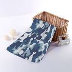 Blue And White Camouflage Print Towel