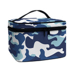 Blue And White Camouflage Print Travel Makeup Bag