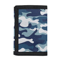 Blue And White Camouflage Print Trifold Wallet