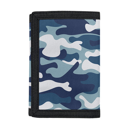 Blue And White Camouflage Print Trifold Wallet