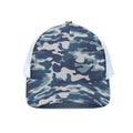 Blue And White Camouflage Print White Mesh Trucker Hat
