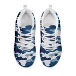 Blue And White Camouflage Print White Running Shoes