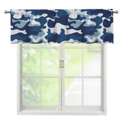Blue And White Camouflage Print Window Valance