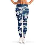 Blue And White Camouflage Print Women's Leggings