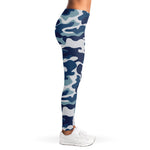 Blue And White Camouflage Print Women's Leggings