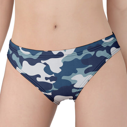 Blue And White Camouflage Print Women's Panties