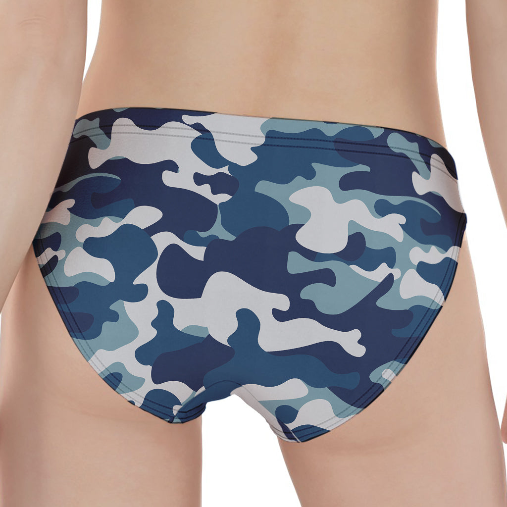 Blue And White Camouflage Print Women's Panties