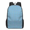 Blue And White Check Pattern Print 17 Inch Backpack