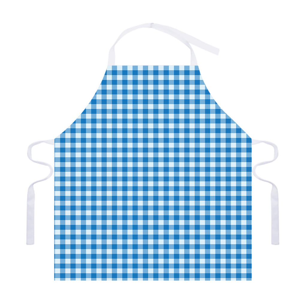 Blue And White Check Pattern Print Adjustable Apron