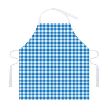 Blue And White Check Pattern Print Adjustable Apron