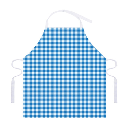 Blue And White Check Pattern Print Adjustable Apron