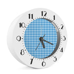 Blue And White Check Pattern Print Alarm Clock