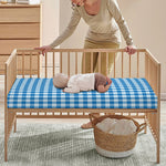 Blue And White Check Pattern Print Baby Crib Sheet