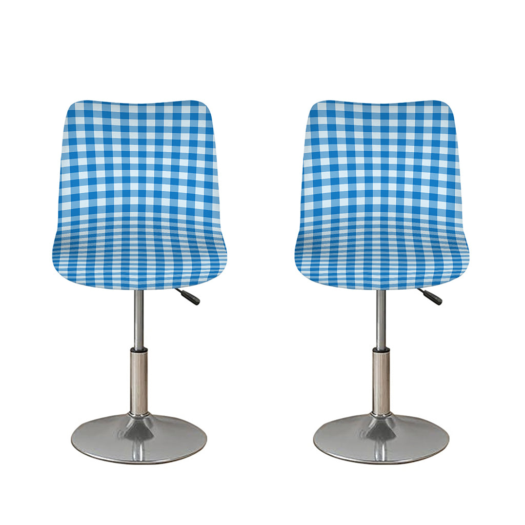 Blue And White Check Pattern Print Bar Stool Covers