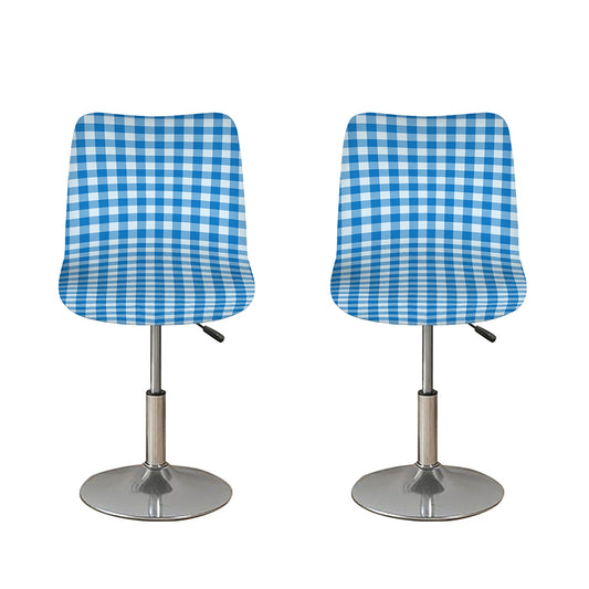 Blue And White Check Pattern Print Bar Stool Covers
