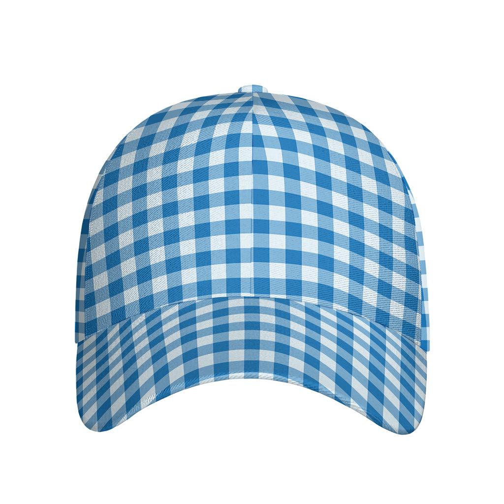 Blue And White Check Pattern Print Baseball Cap