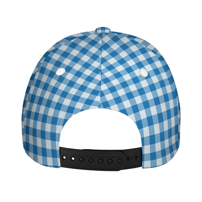 Blue And White Check Pattern Print Baseball Cap