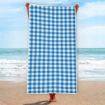 Blue And White Check Pattern Print Beach Towel