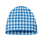 Blue And White Check Pattern Print Beanie