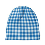 Blue And White Check Pattern Print Beanie