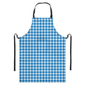 Blue And White Check Pattern Print Bib Apron With Pocket