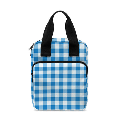 Blue And White Check Pattern Print Bible Tote Bag