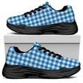 Blue And White Check Pattern Print Black Chunky Shoes